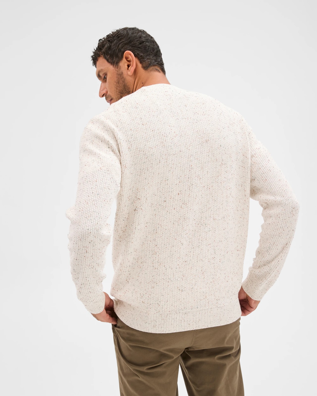 Australian Cotton Lightweight Tuck Knit Sweater - Oat 6 of 6