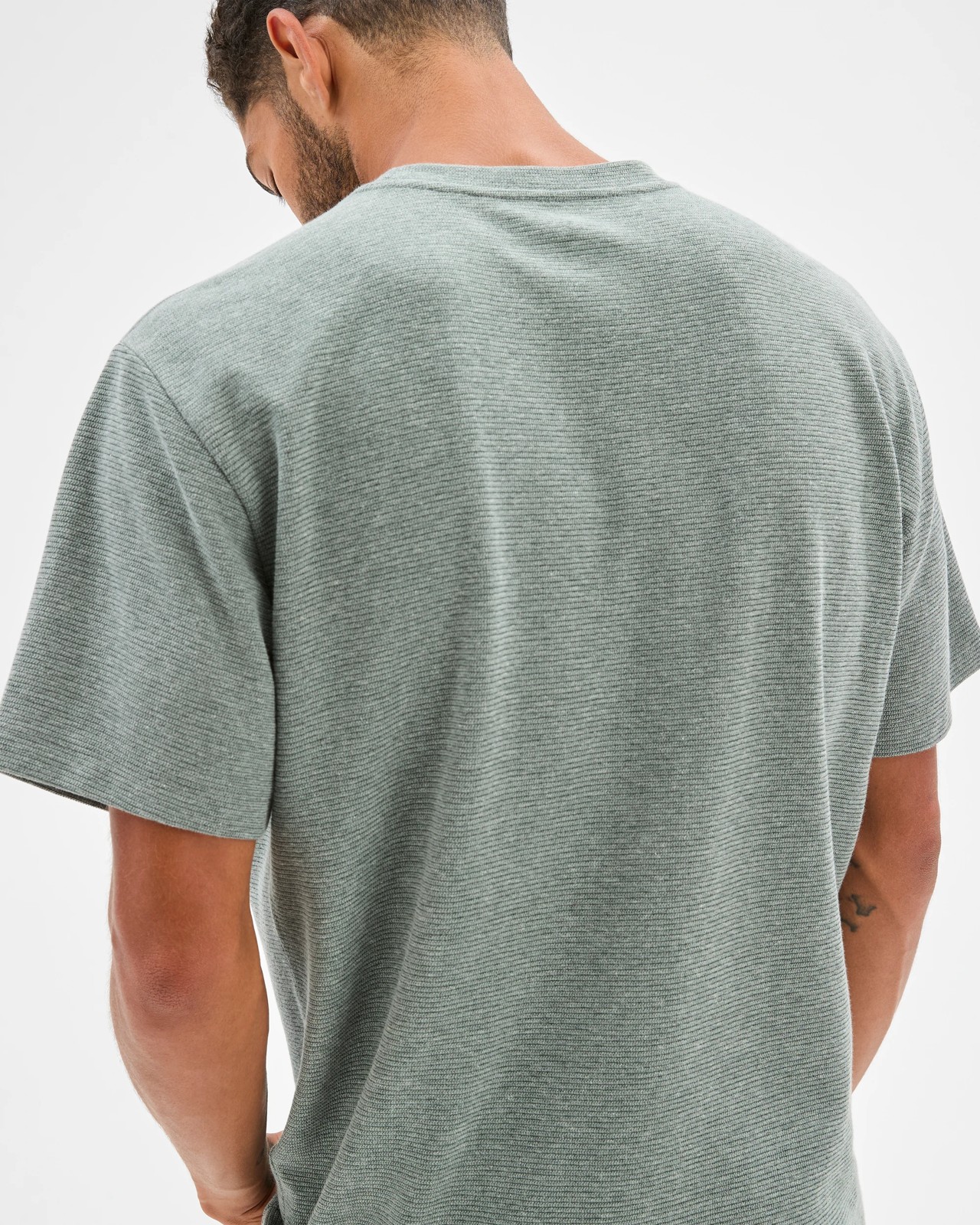 Australian Cotton Blend Textured T-Shirt  - Green 5 of 6