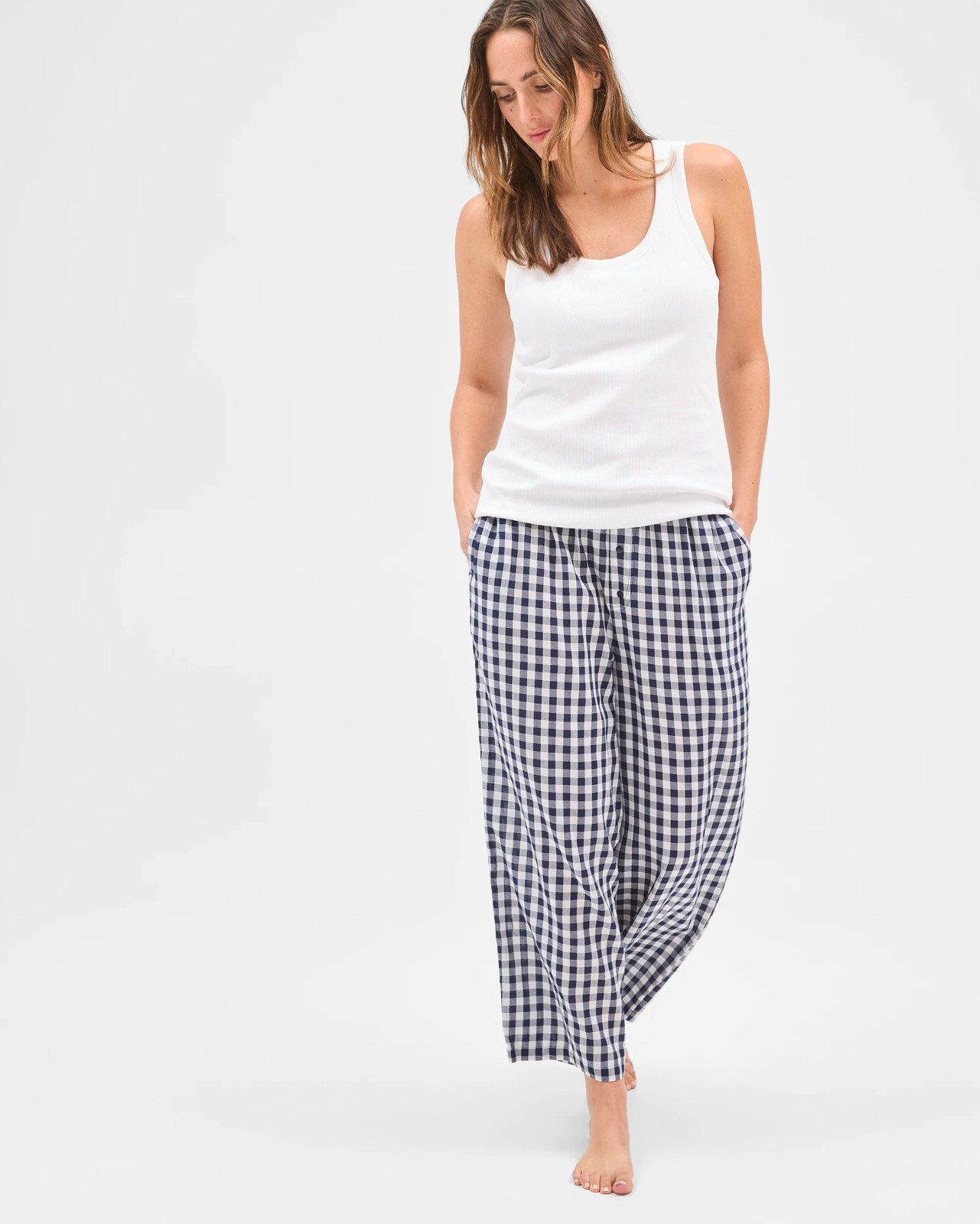 7/8 Length Sleep Pants - Navy Gingham 2 of 5