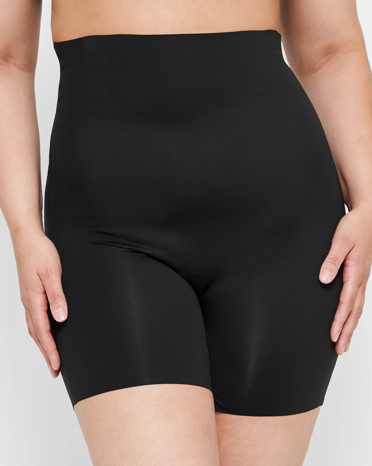 Curvesque Laser Sculpt High Waisted Mid Thigh Shorts - Ambra - Black