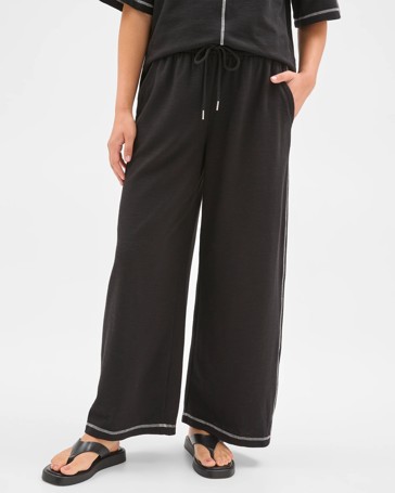 Textured Pants with Contrast Seams