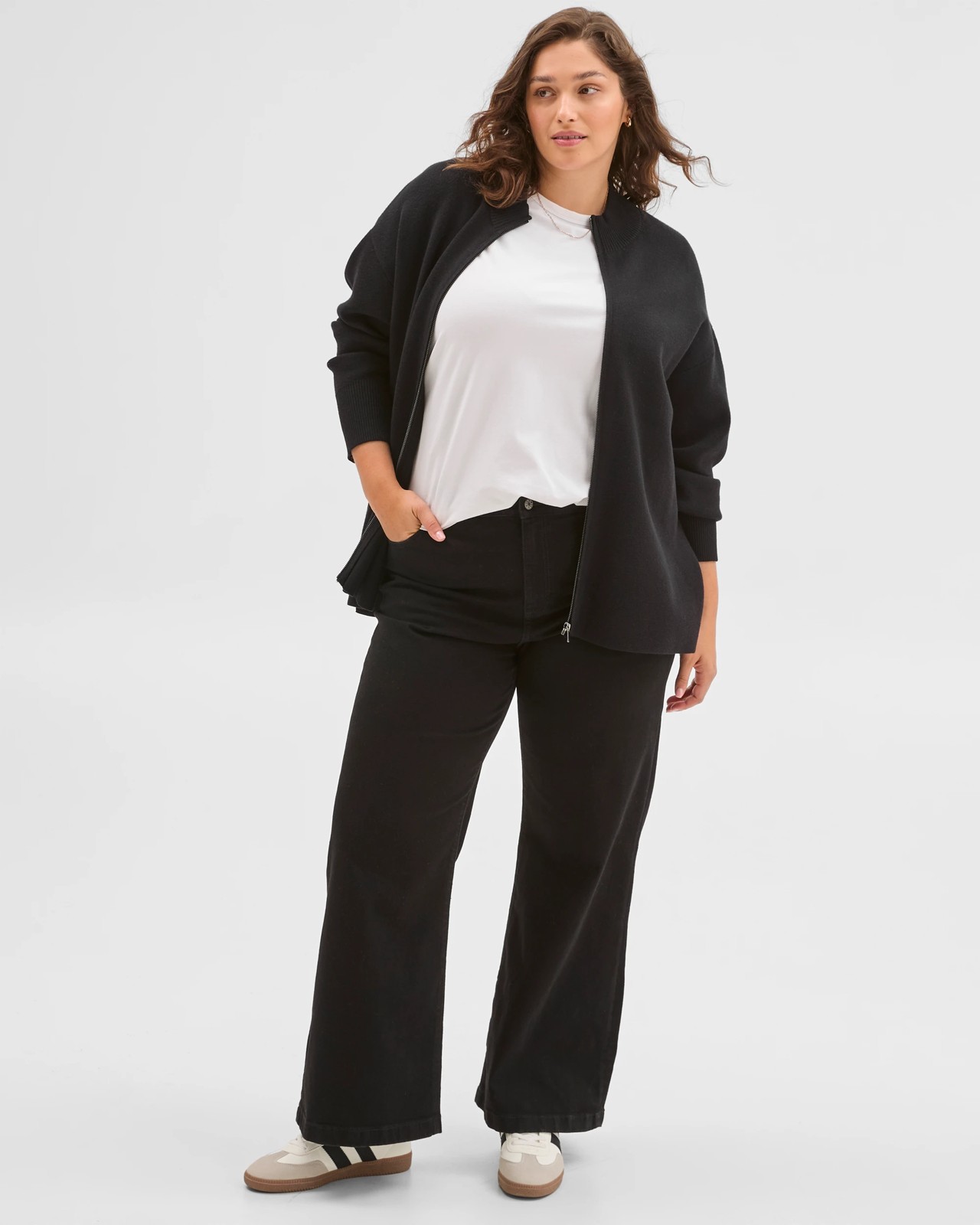 Plus Size Clean Knit Zip Through Sweater 2 of 5