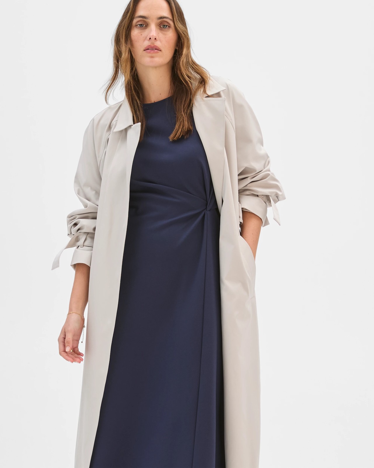 Preview Ponte Twist Detail Midi Dress - Ink Navy 2 of 5