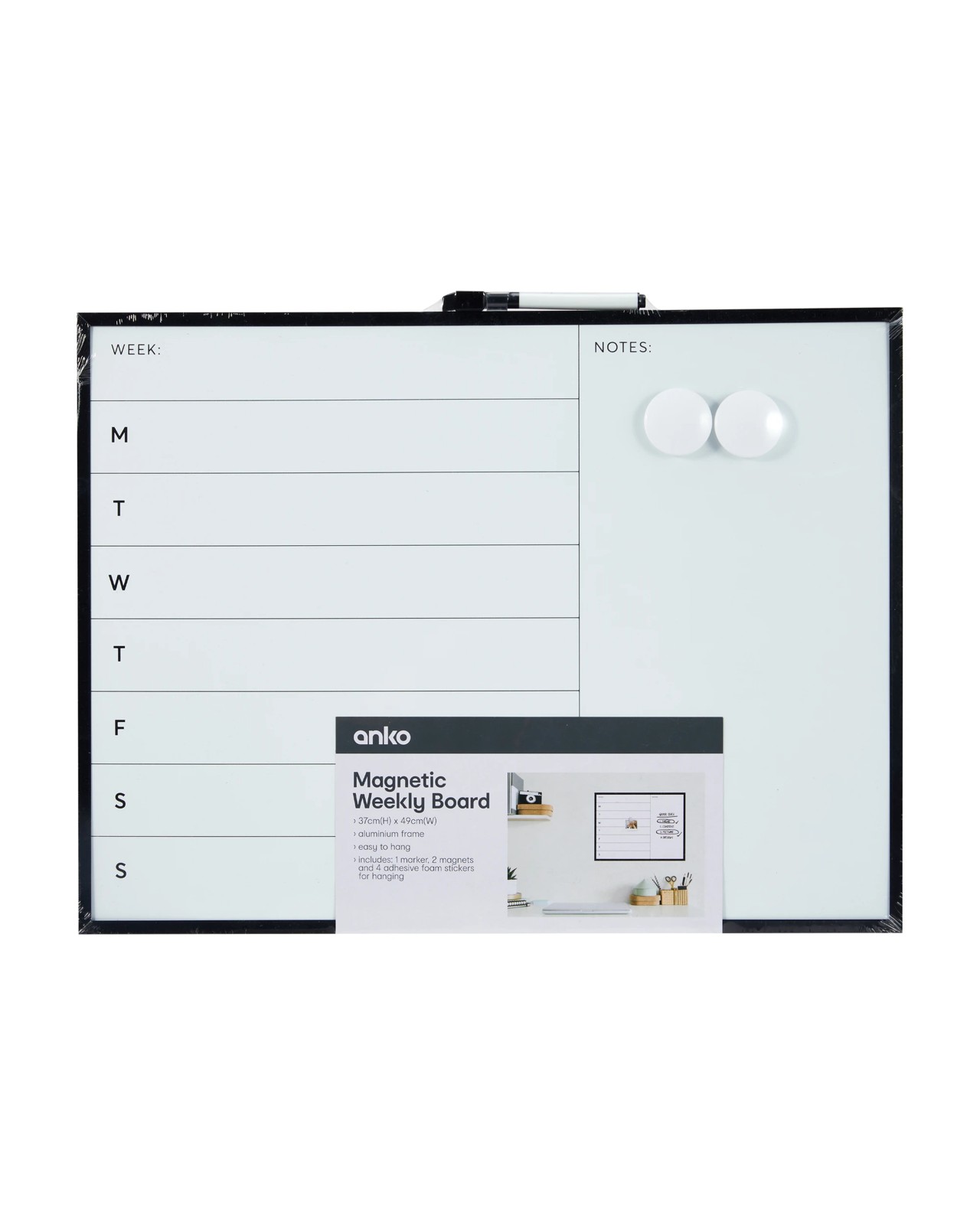 Anko Magnetic Weekly Whiteboard 37cmx49cm 4 of 4