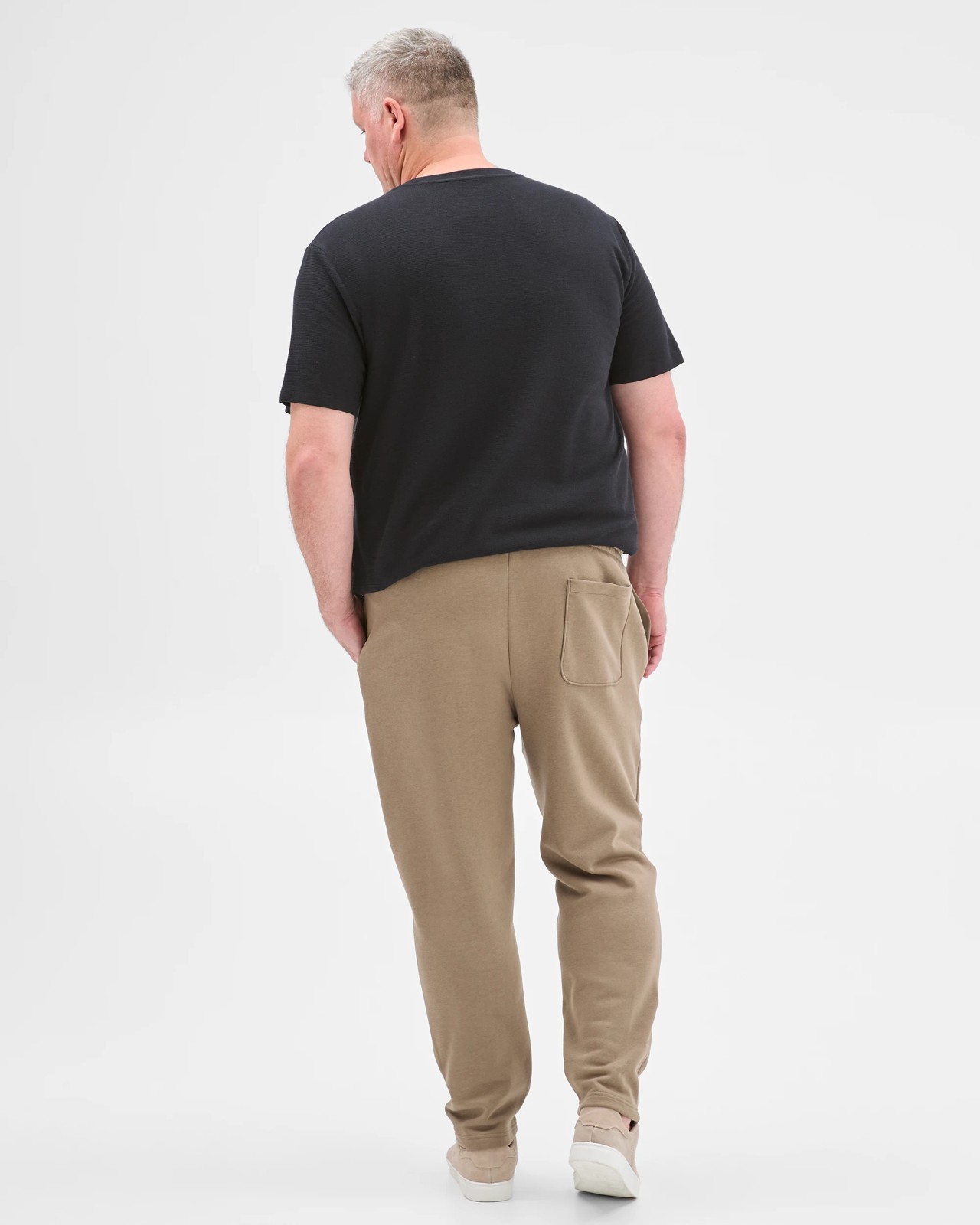 Plus Size Australian Cotton Blend Non Cuffed Trackpants - Mushroom 6 of 6