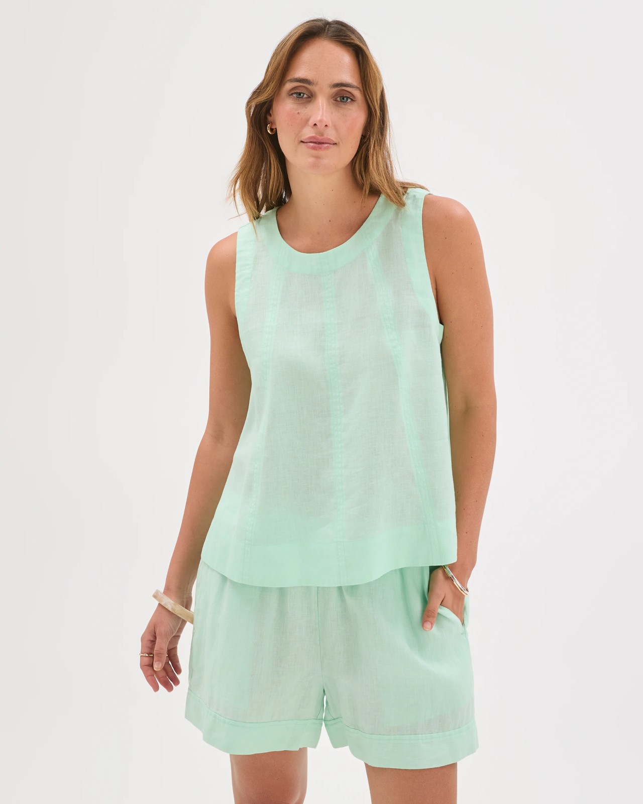 European Linen Swing Tank Top - Ice Bay 2 of 6