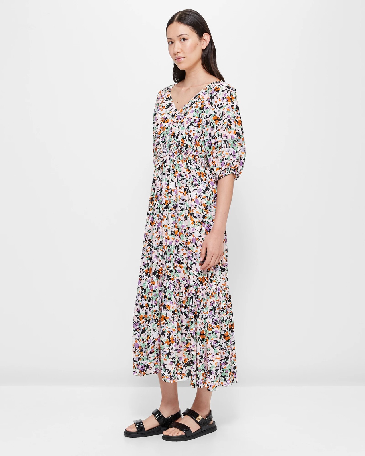 Balloon Sleeve V-Neck Maxi Dress - Ellidy Floral | Target Australia