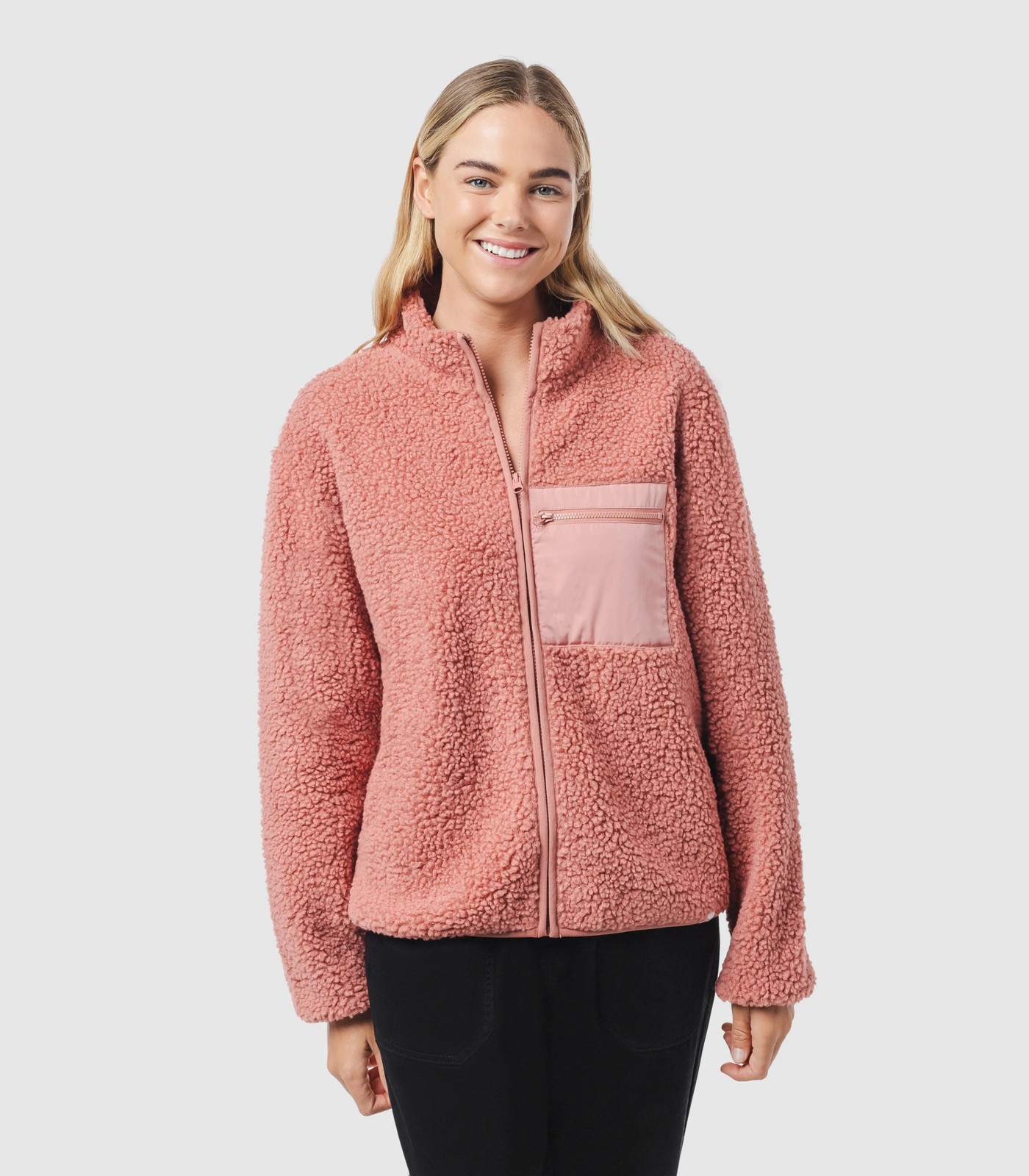 Sherpa Fleece Zip Through Jacket - Piping Hot | Target Australia