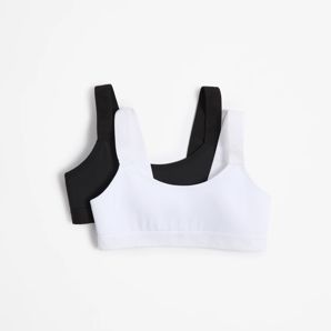 Girls Micro Performance Crop Tops 2 Pack - Maxx - White/Black