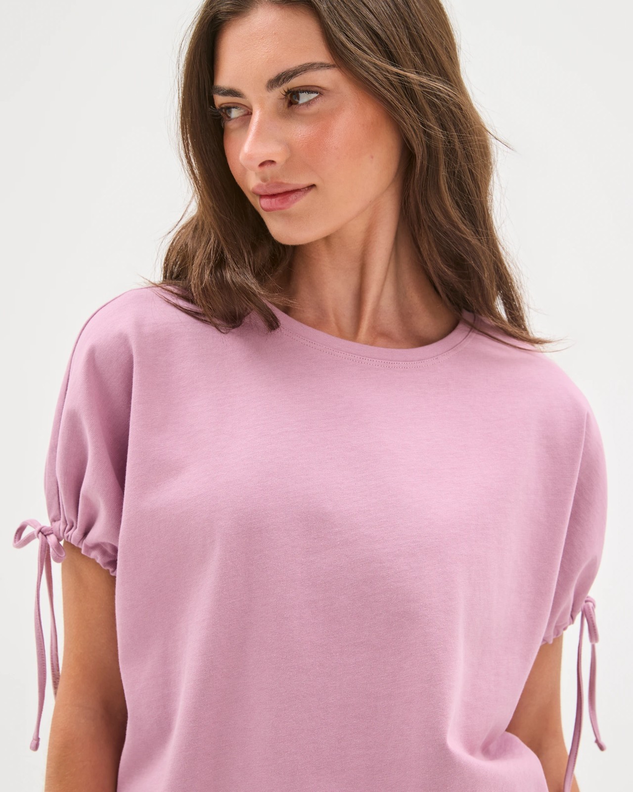 Petites Australian Cotton Gathered Sleeve T-Shirt 5 of 5