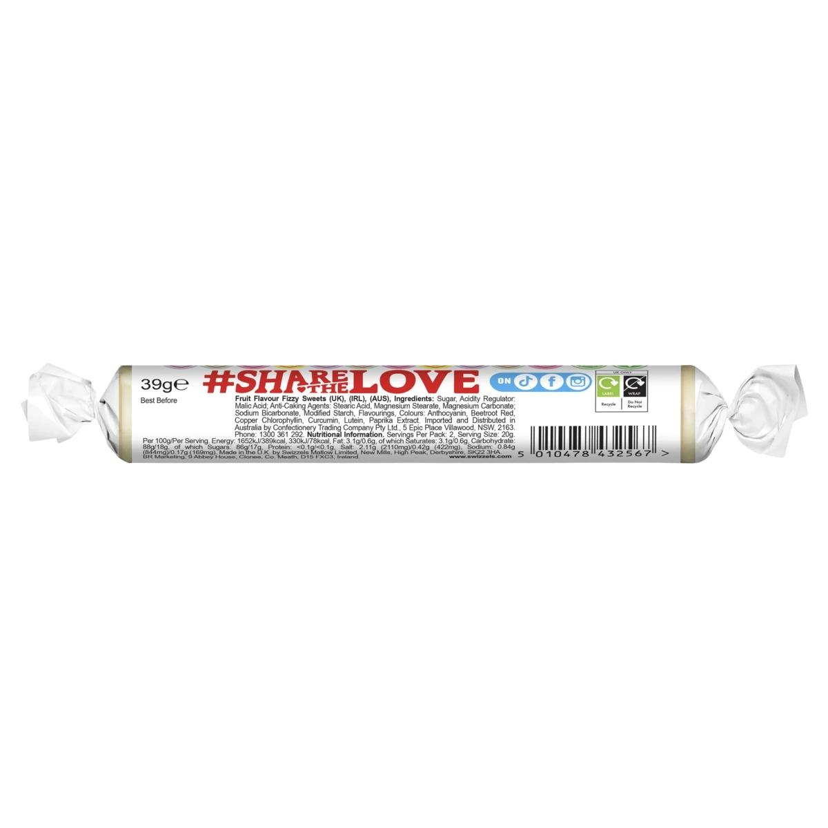 Splash Swizzels Love Heart Rolls Multicoloured