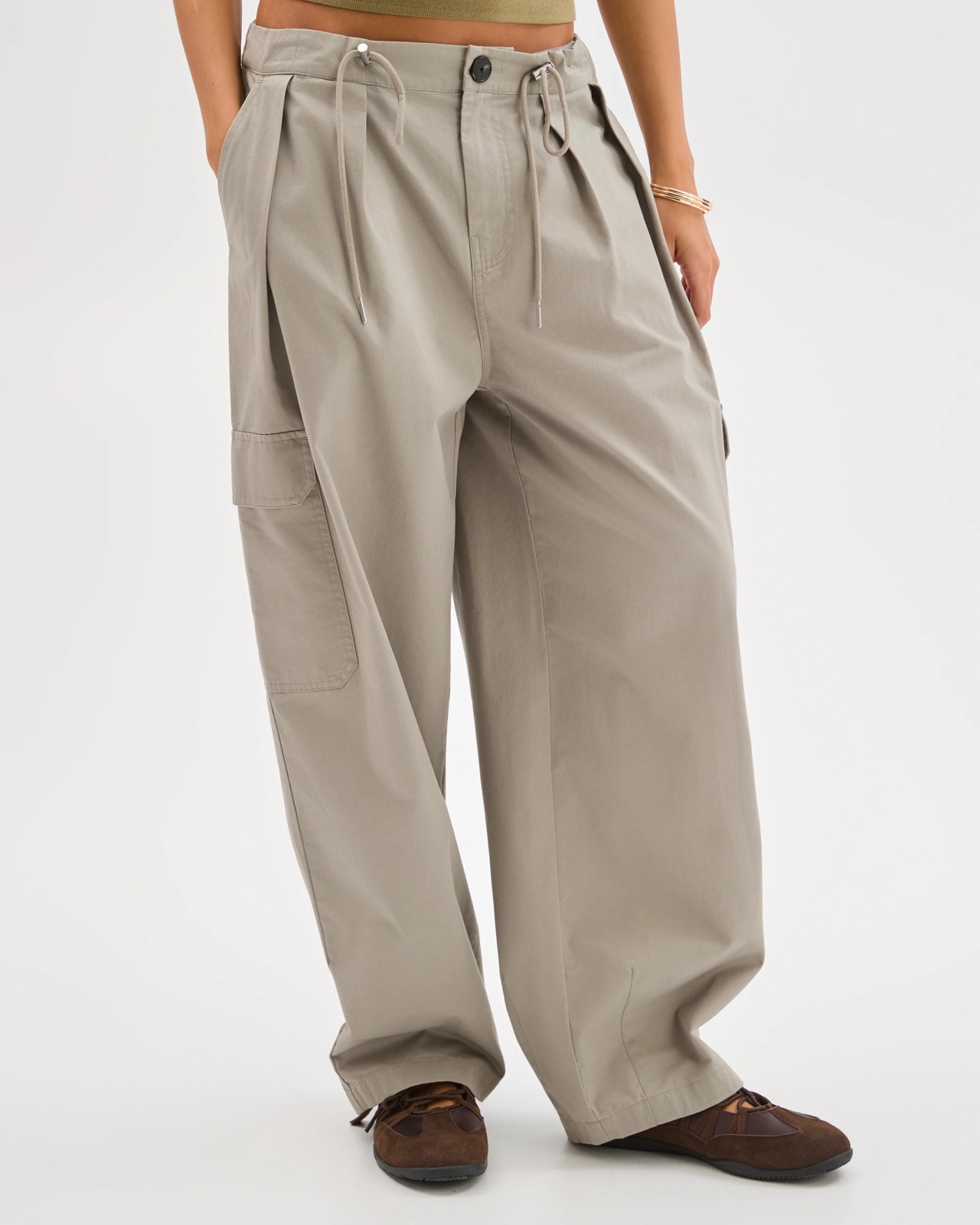 Lily Loves Australian Cotton Contrast Pocket Cargo Pants - Chamois Tan 4 of 5