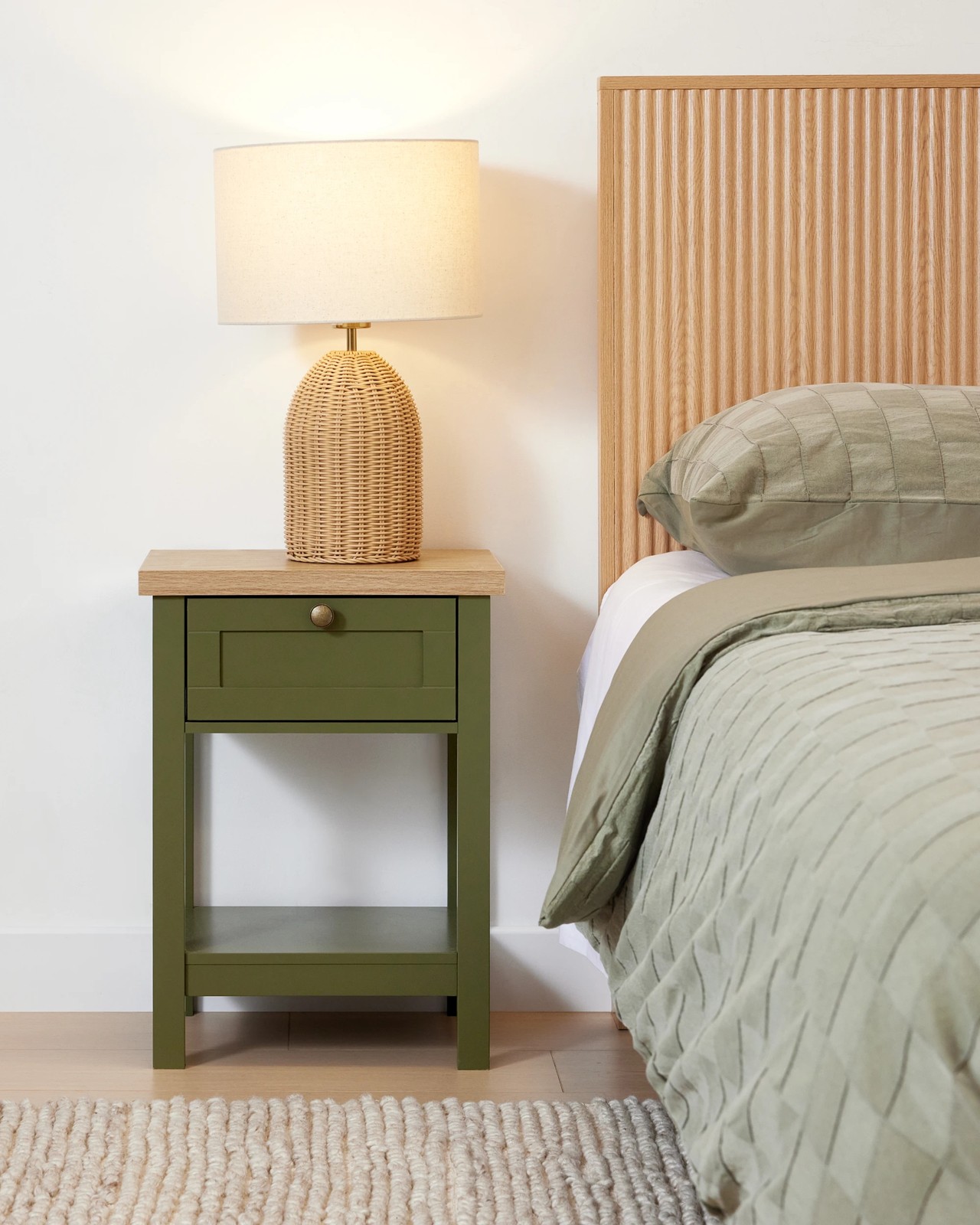 Anko Oliver Bedside Table - Olive Green 2 of 6