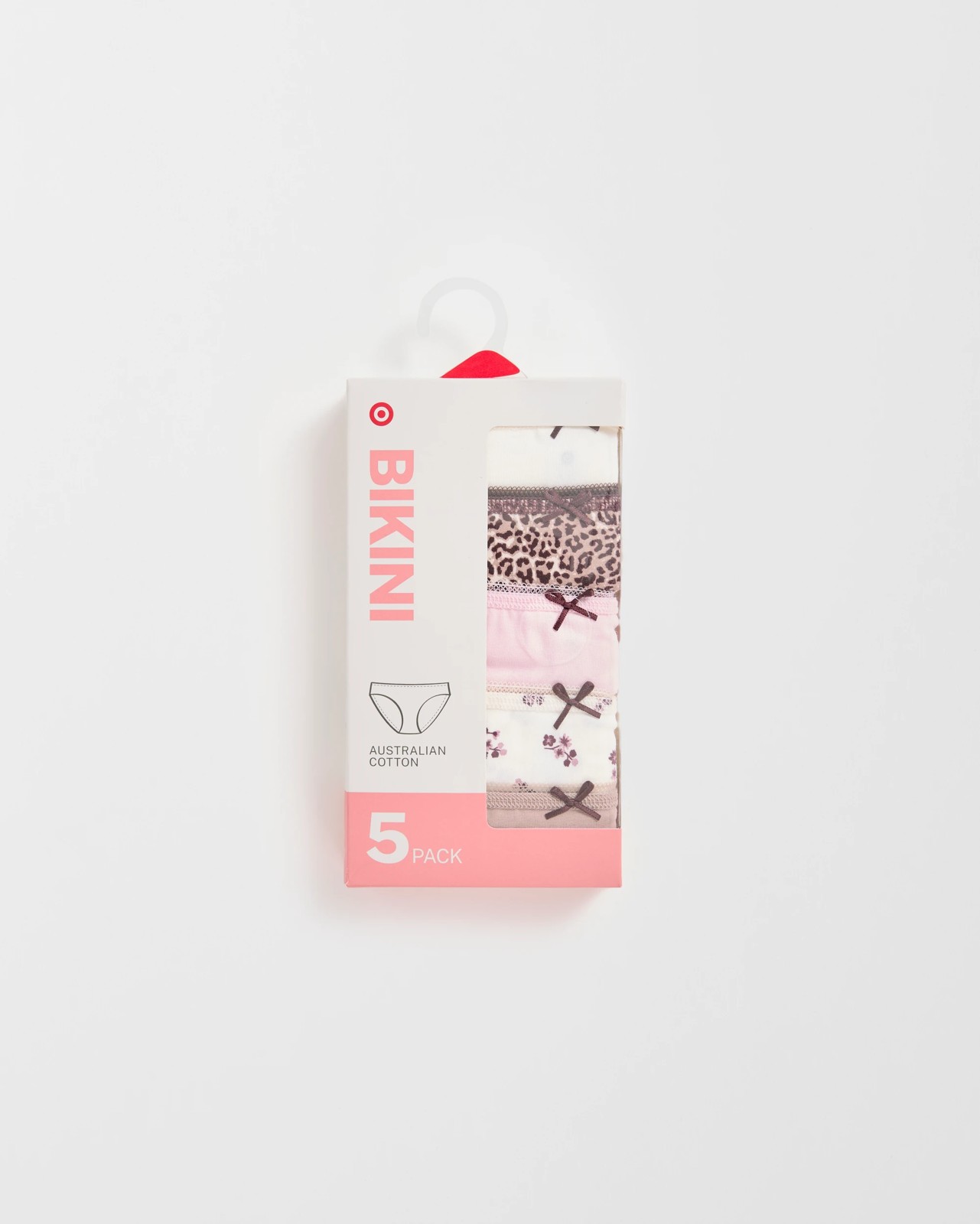 5 Pack Cotton/Elastane Bikini Briefs - White/Leopard/Pink/Floral/Latte 2 of 5