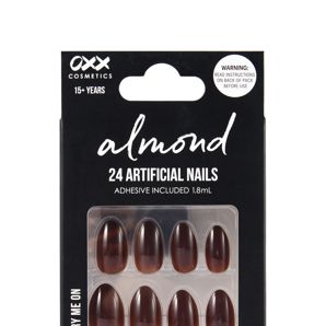 OXX Cosmetics 24 Pack Artificial Nails with Adhesive, Pointed Stiletto Shape - Brown Subtle Aura product image