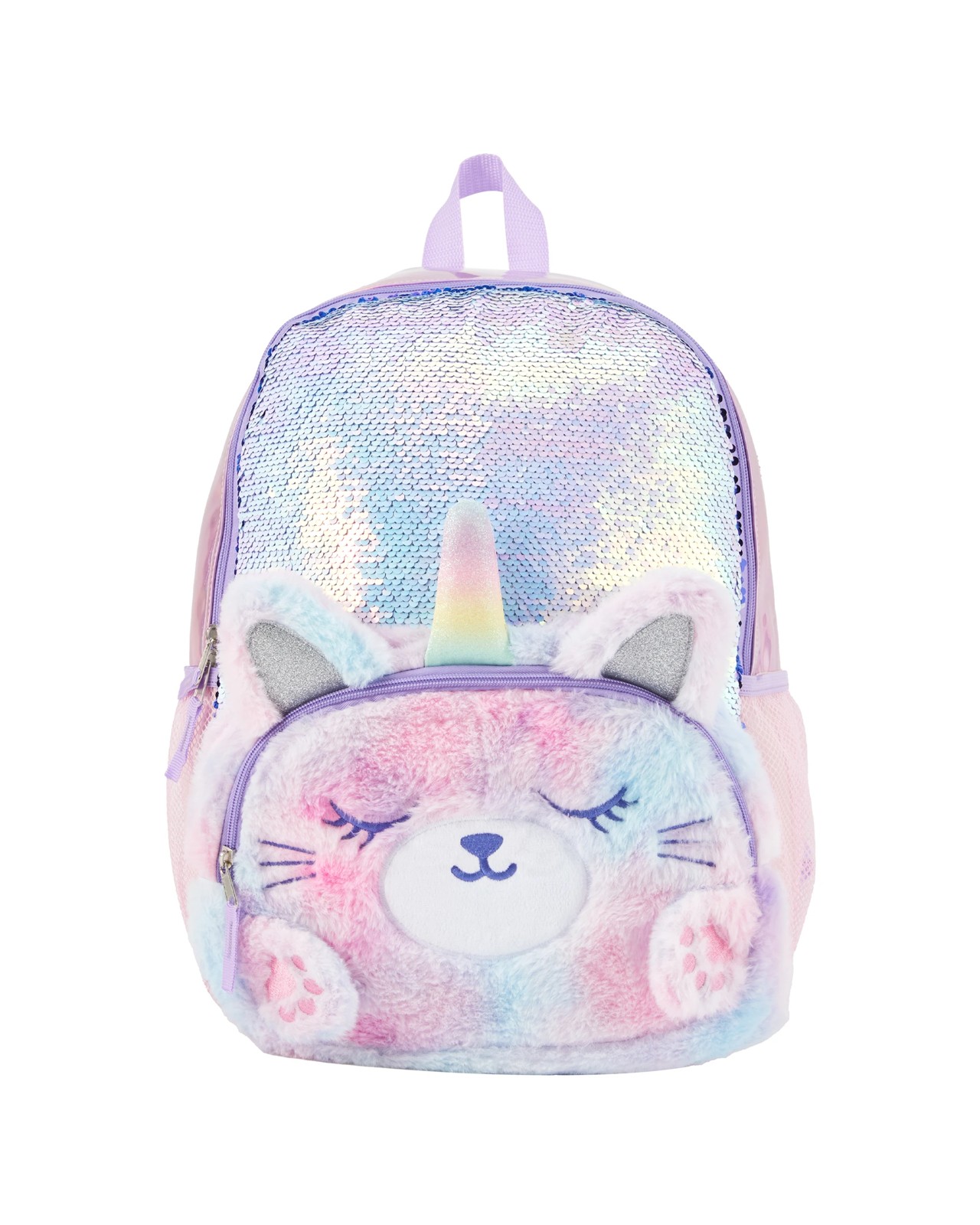 Anko Novelty Cat Plush Backpack with Sequins 2 of 5