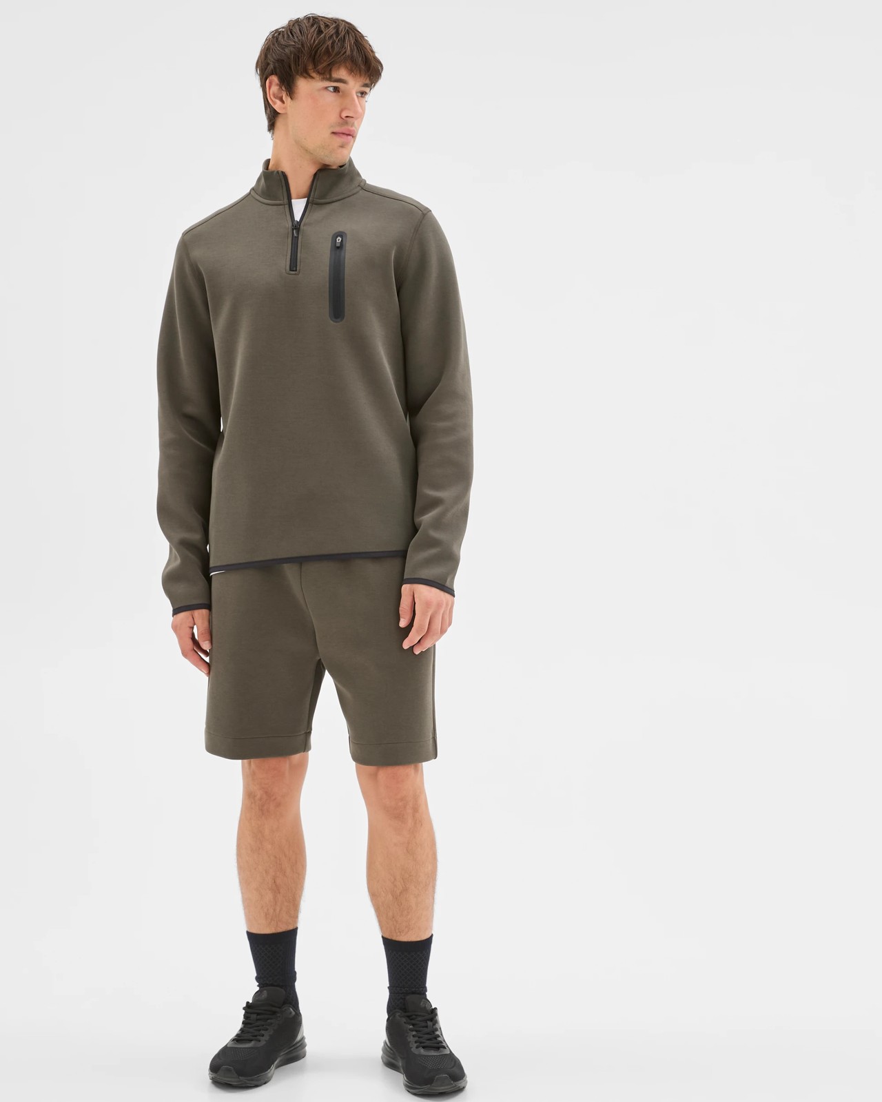 Active Australian Cotton Blend Tech Quarter Zip Jumper - Khaki 2 of 6