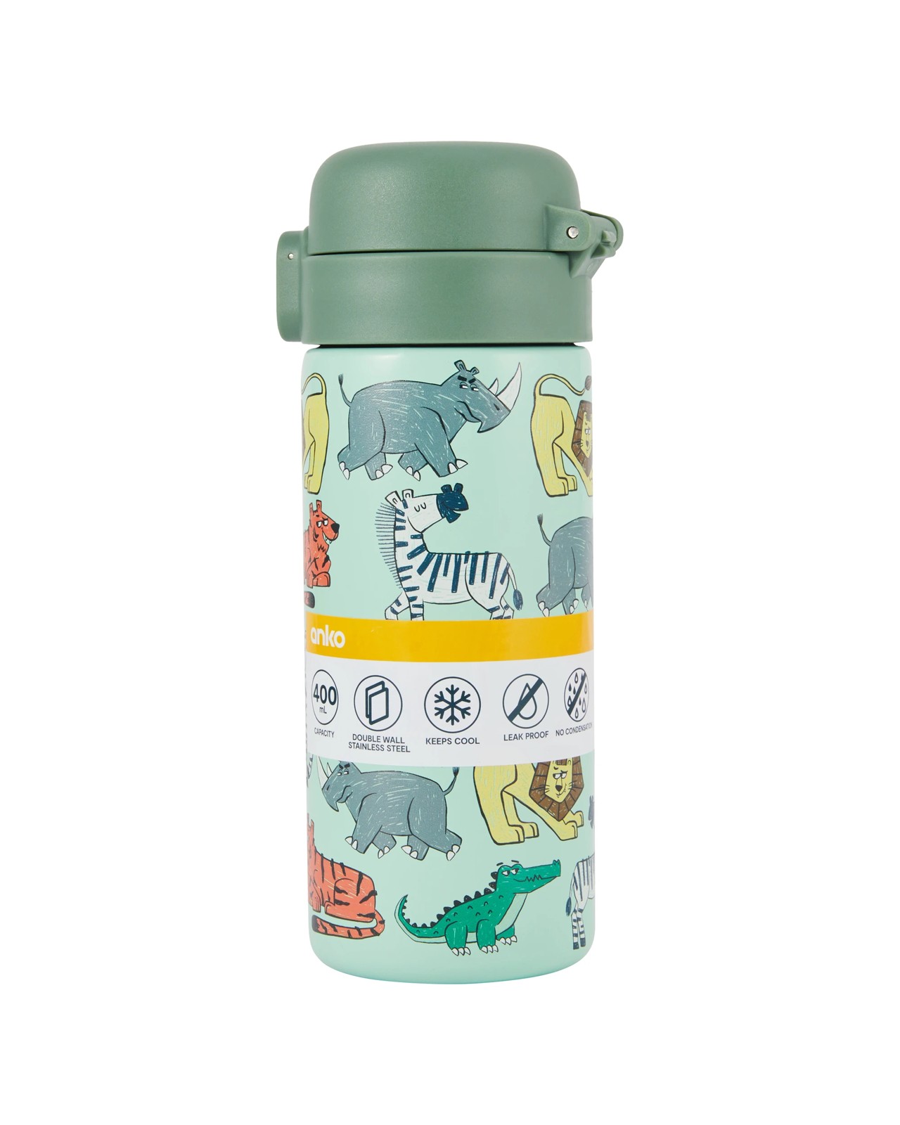 Anko 400ml Double Wall Insulated Cylinder Bottle -  Animal 6 of 6