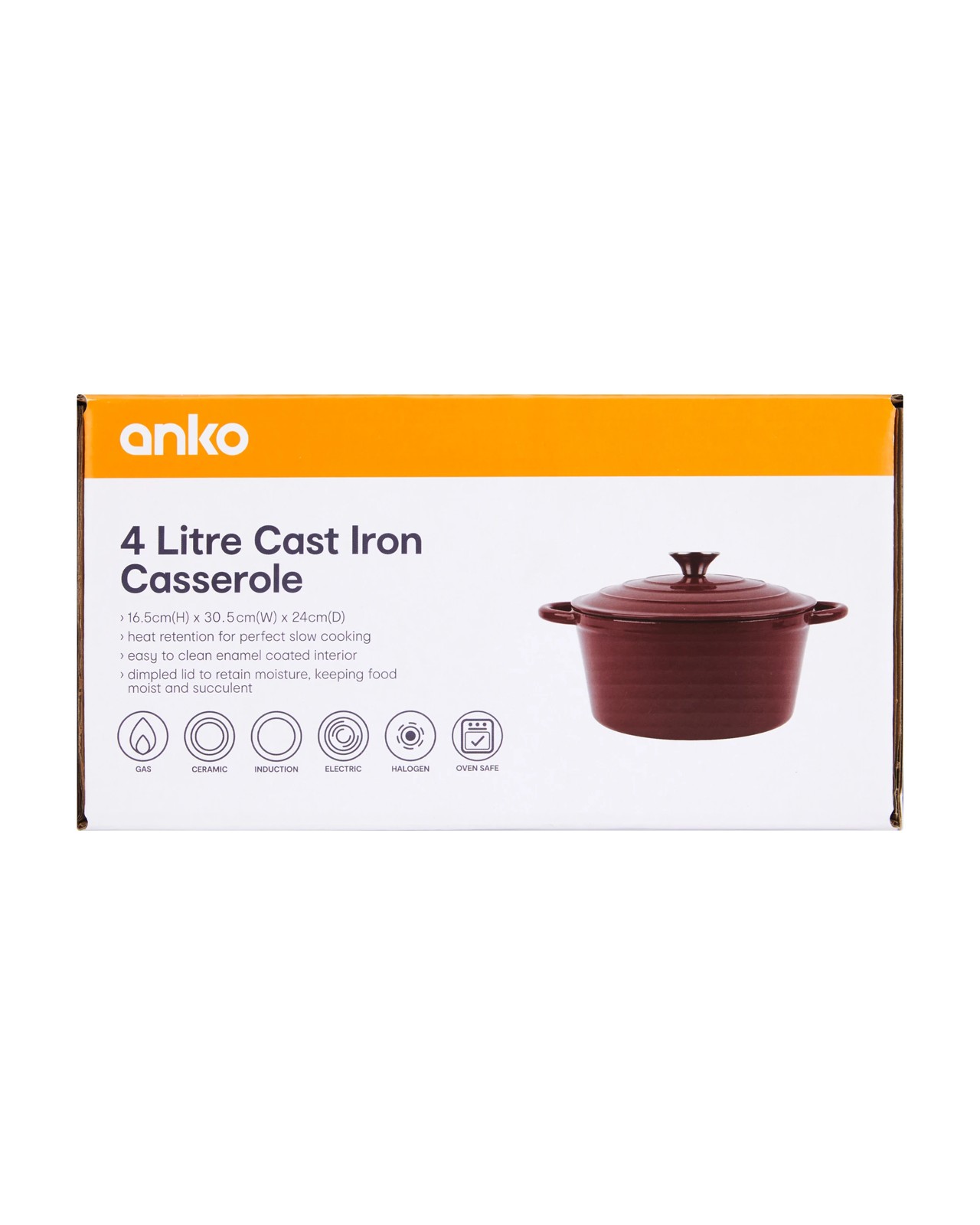 Anko 4L Cast Iron Casserole 5 of 5