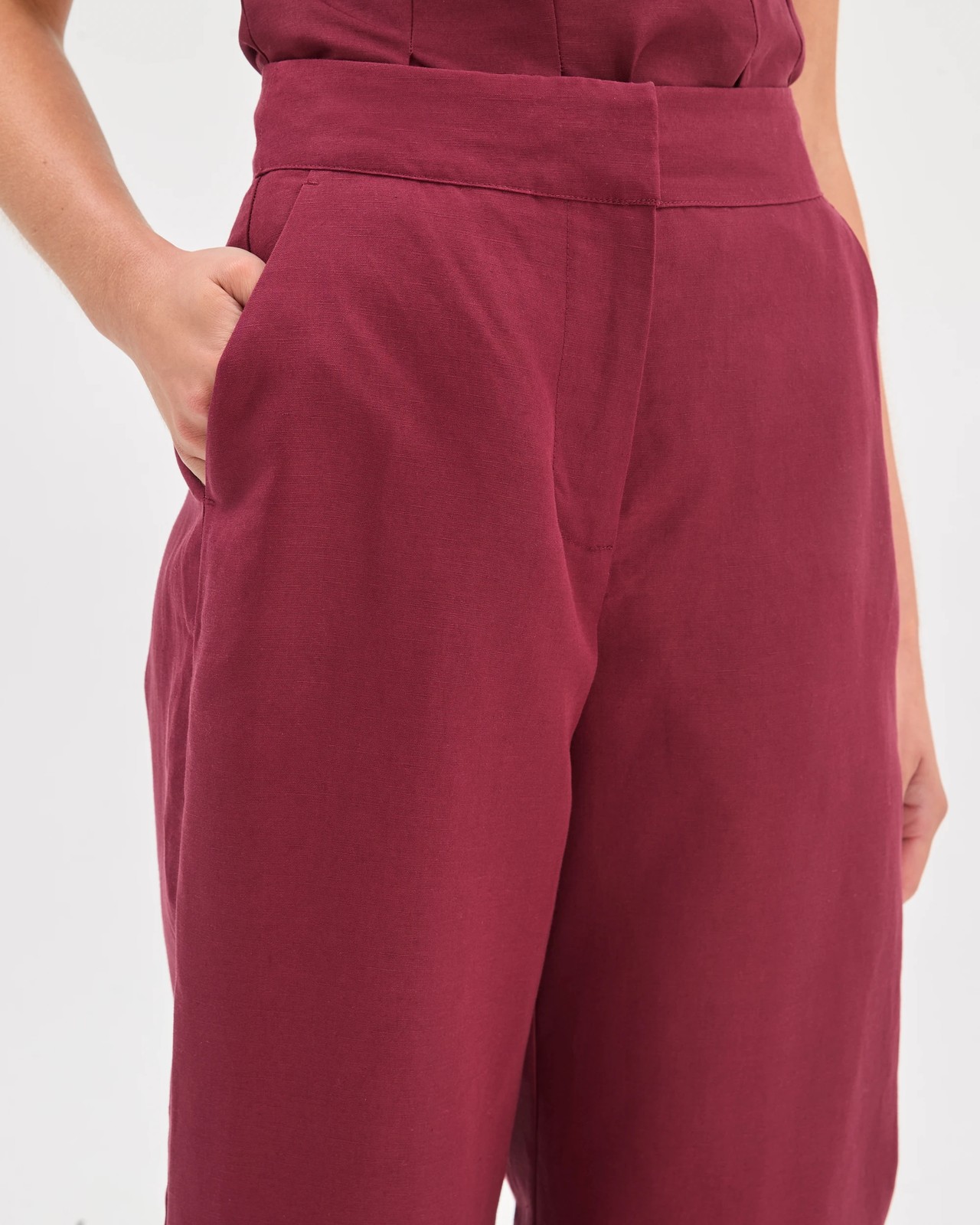 Petites European Linen Blend Culotte Pants 4 of 5