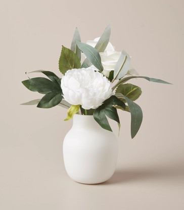 Classic Faux Floral Arrangement In Glass Vase