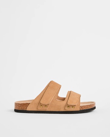 Adjustable Suede Leather Moulded Cork Sandals