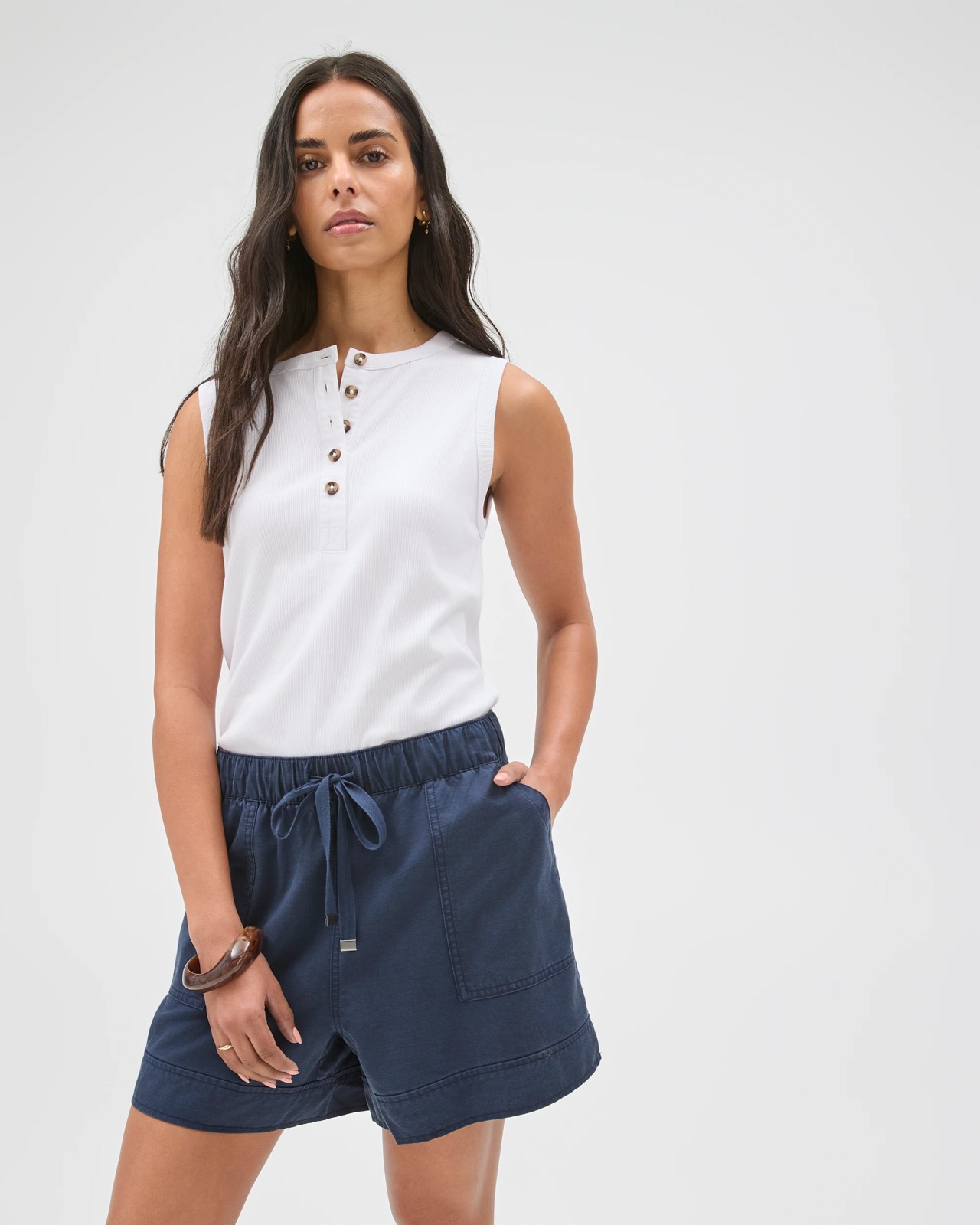 Slub Seam Detail Shorts - Navy Blue 4 of 5
