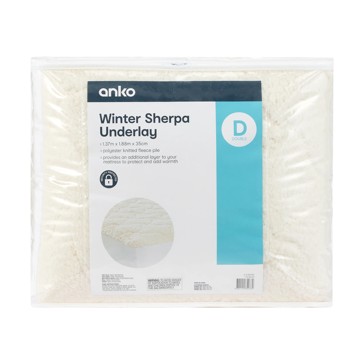 Winter Sherpa Underlay, Double Bed, Beige - Anko