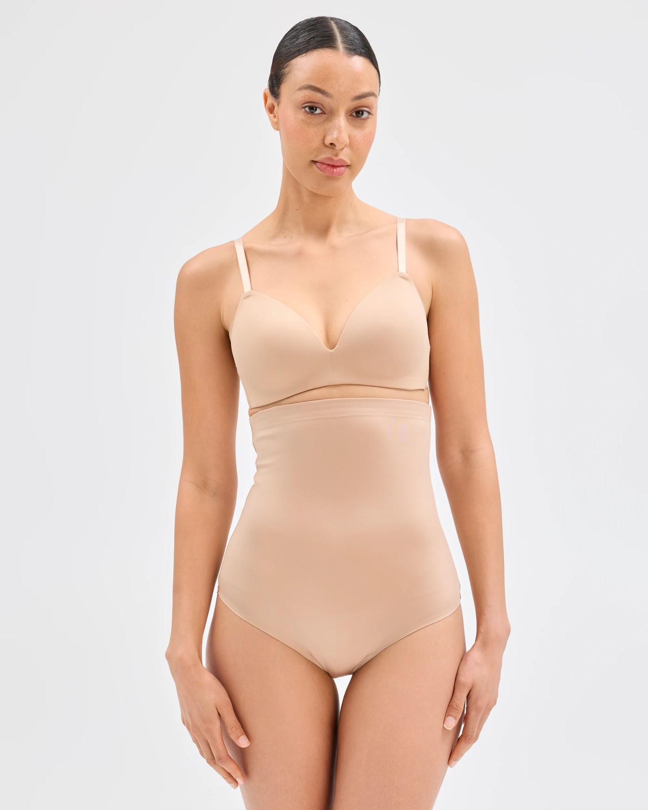 Barely There No Visible Panty Line High Waisted G-String Briefs - Latte 2 of 5