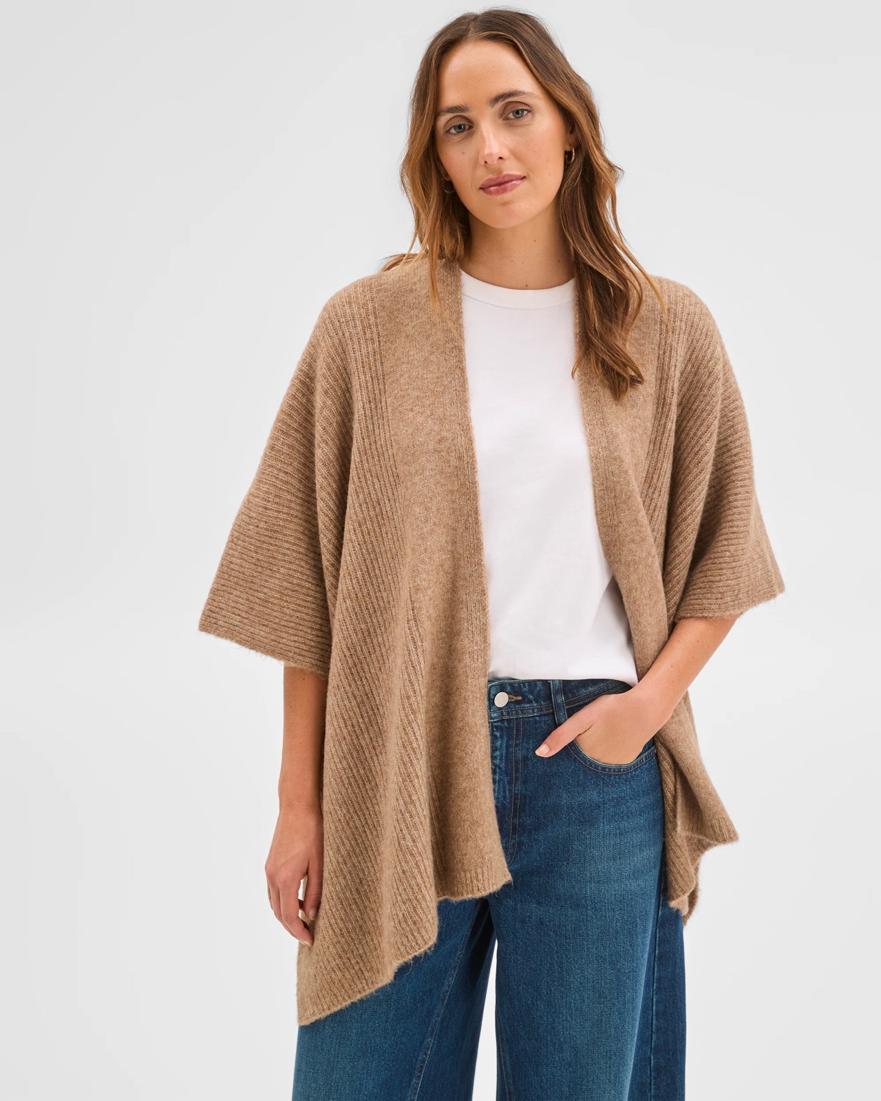 Knitted Poncho - Taupe Marle 3 of 6