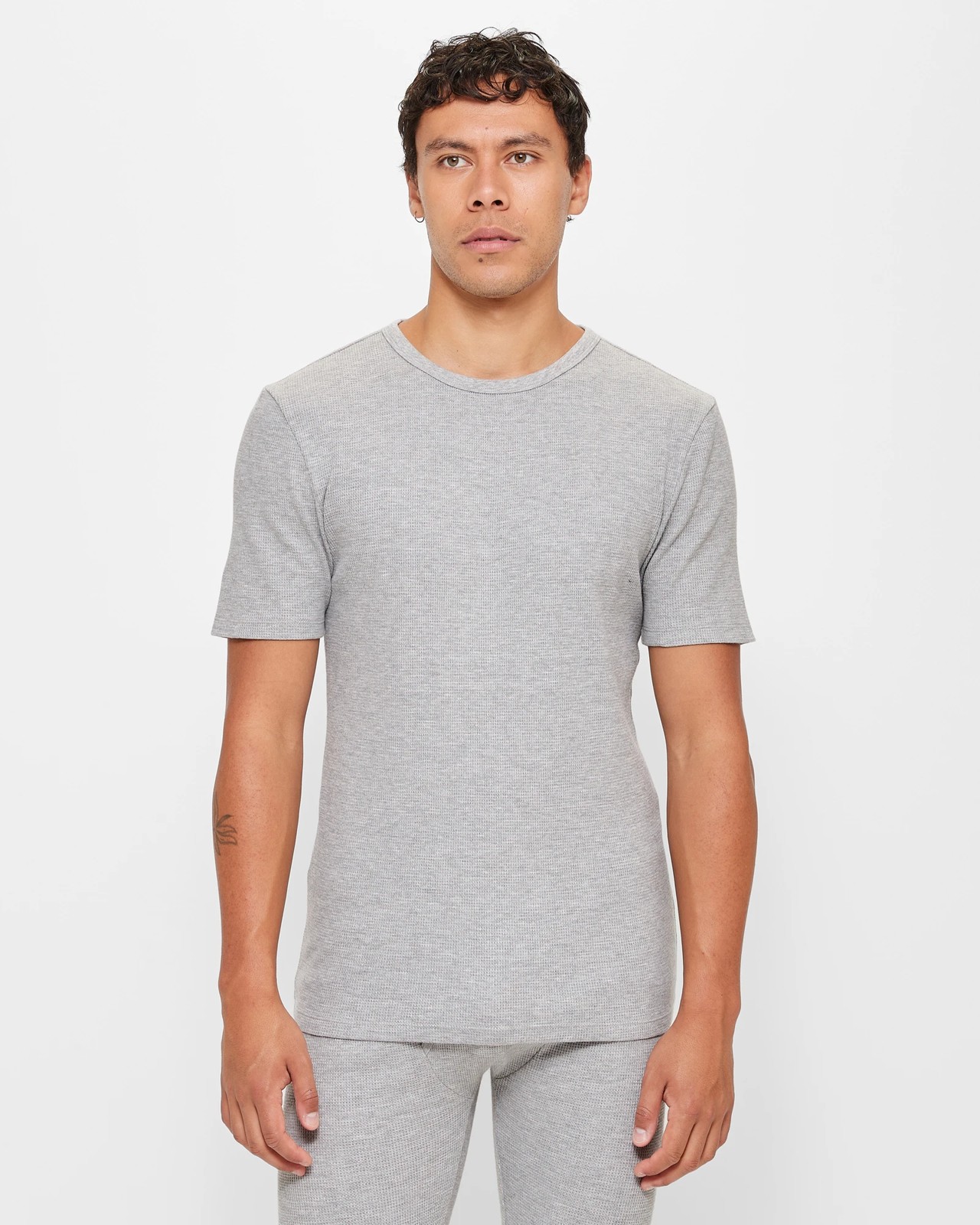 Waffle Thermal Short Sleeve Top - Maxx - Grey