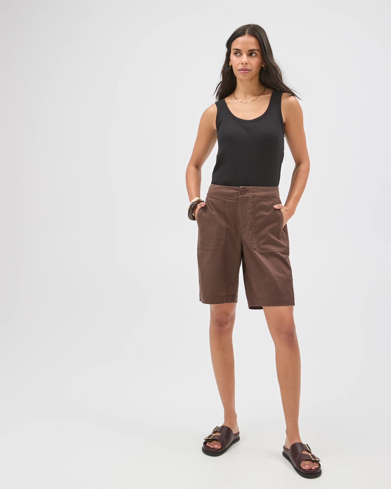 Rib Waist Shorts - Coffee Bean 2 of 6