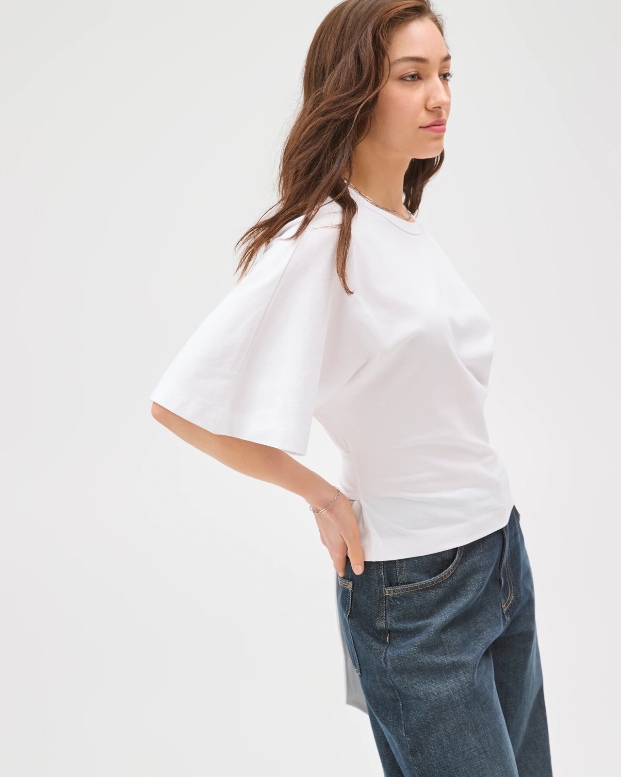 Lily Loves Australian Cotton Tie Detail T-Shirt - White 5 of 5