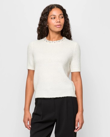 Jewel Detail Knit Top - Preview