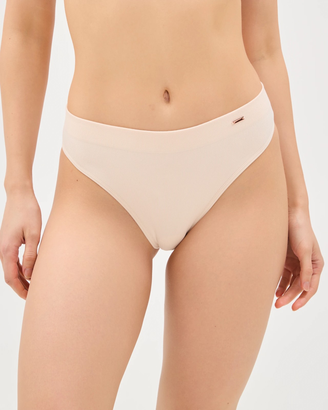Lily Loves 2 Pack Rib Seamfree High Waist G-String Briefs - Shell 3 of 4