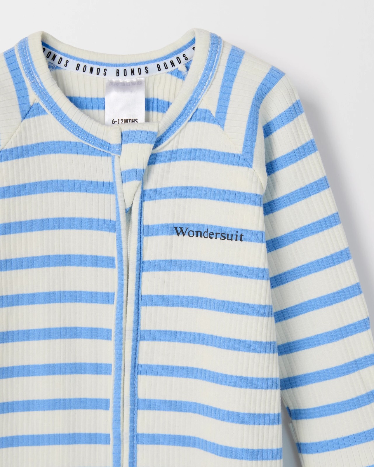 Bonds Baby Stripe Zip Wondersuit Coverall - Cream 2 of 3