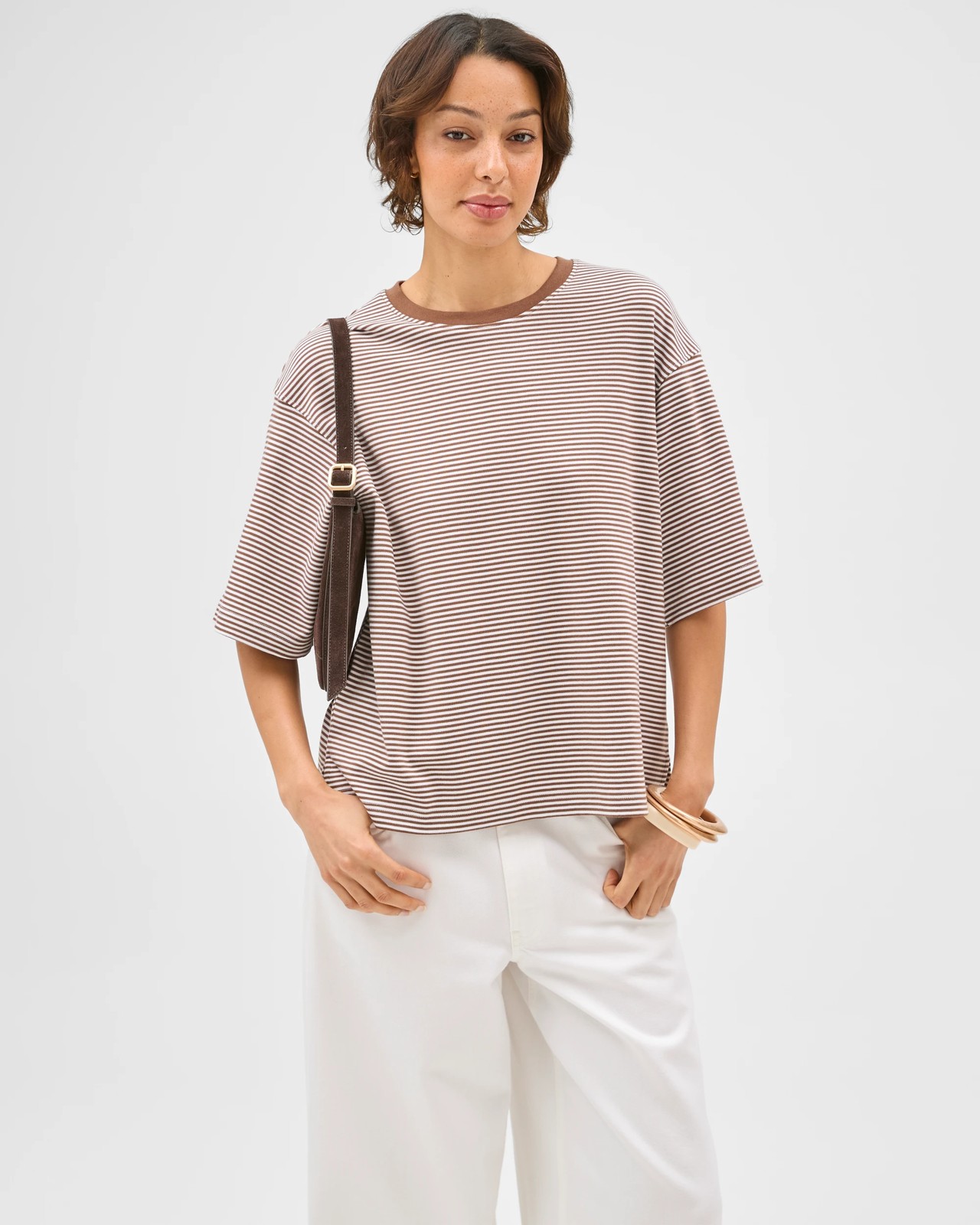 Australian Cotton Heavyweight Boxy T-Shirt - Warm Brown 3 of 5