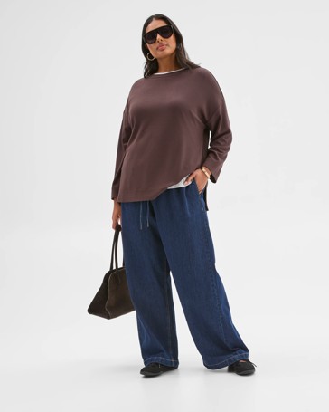 Plus Size Long Sleeve Ottoman Top