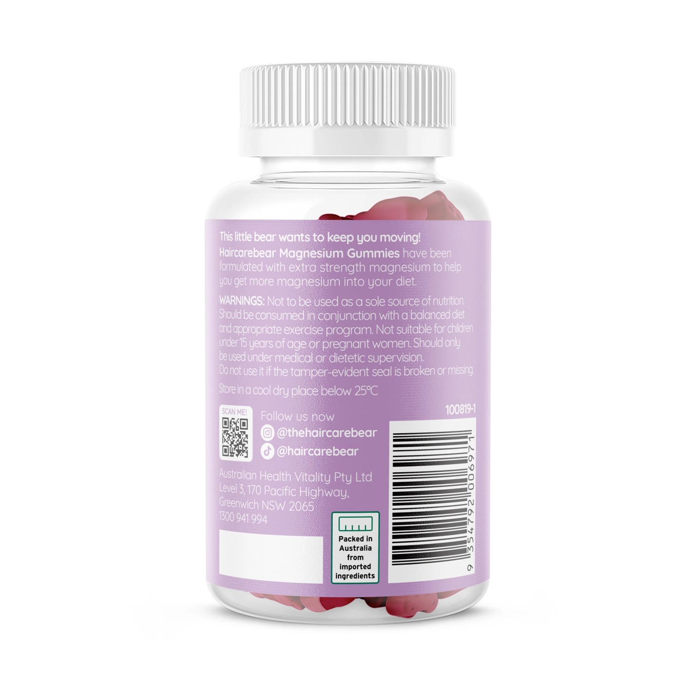 60 Pack Haircarebear Magnesium Gummies 150g 3 of 3