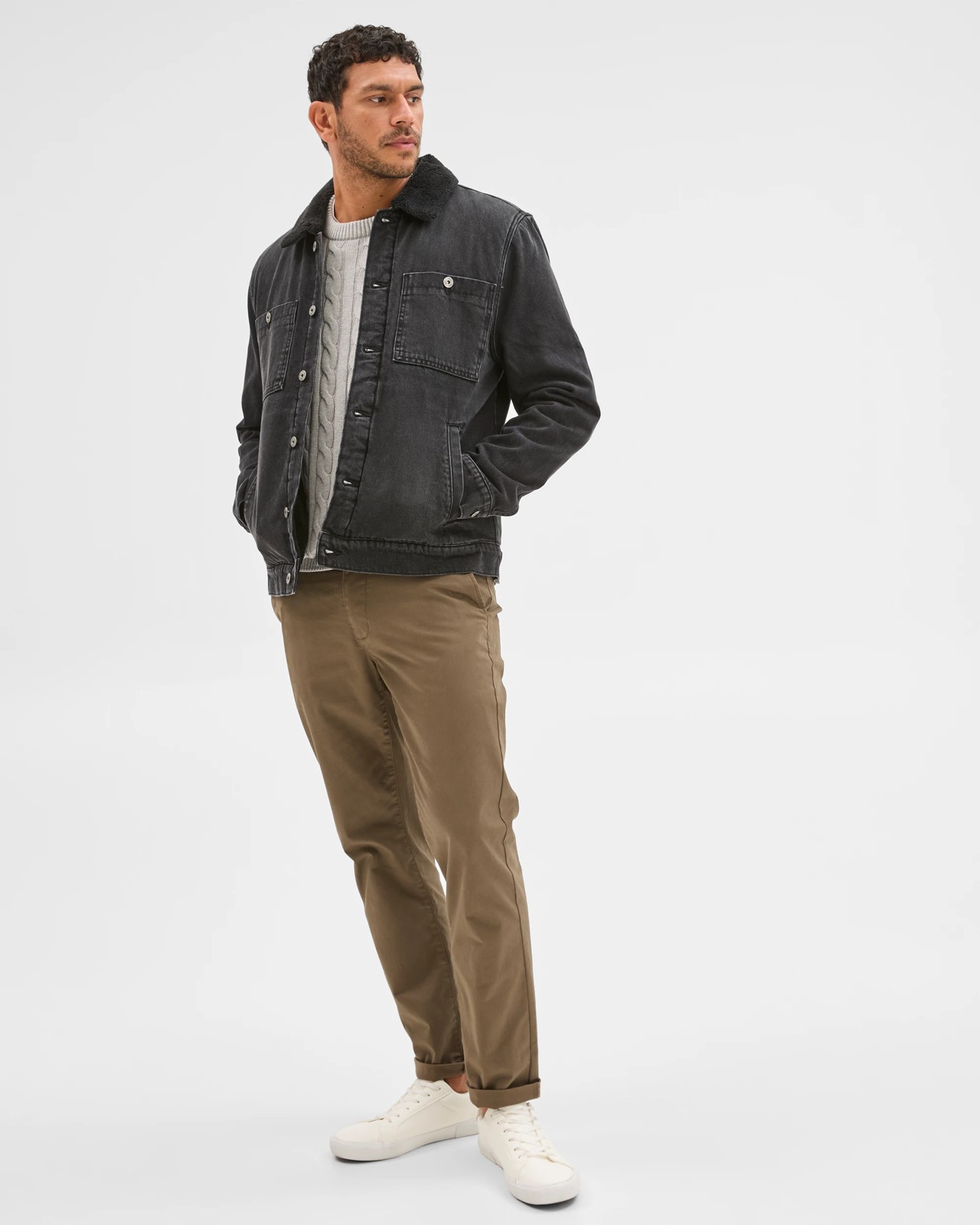 Denim Sherpa Jacket - Black 2 of 6