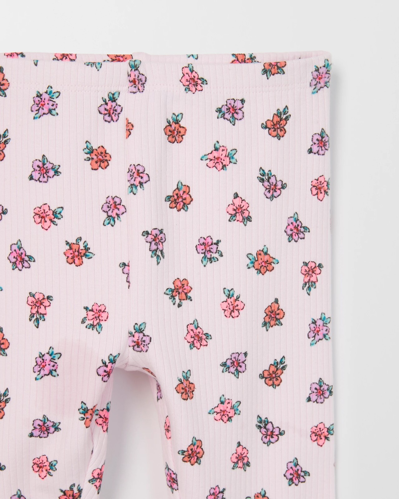 Baby Organic Cotton Ribbed Leggings - Floral Orchid Purple 2 of 2