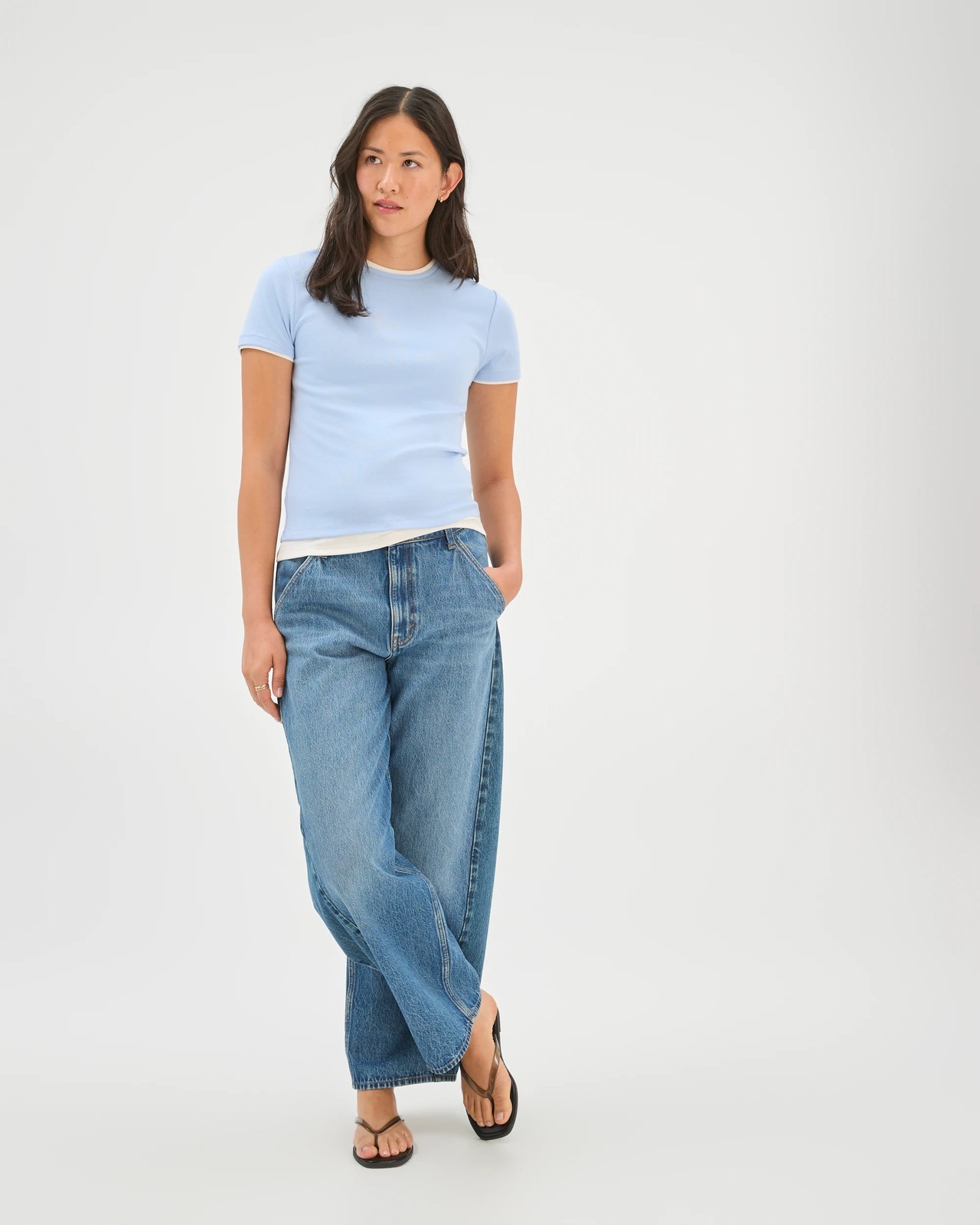 Soft Touch Double Layer Fitted T-Shirt - Pale Blue 5 of 5