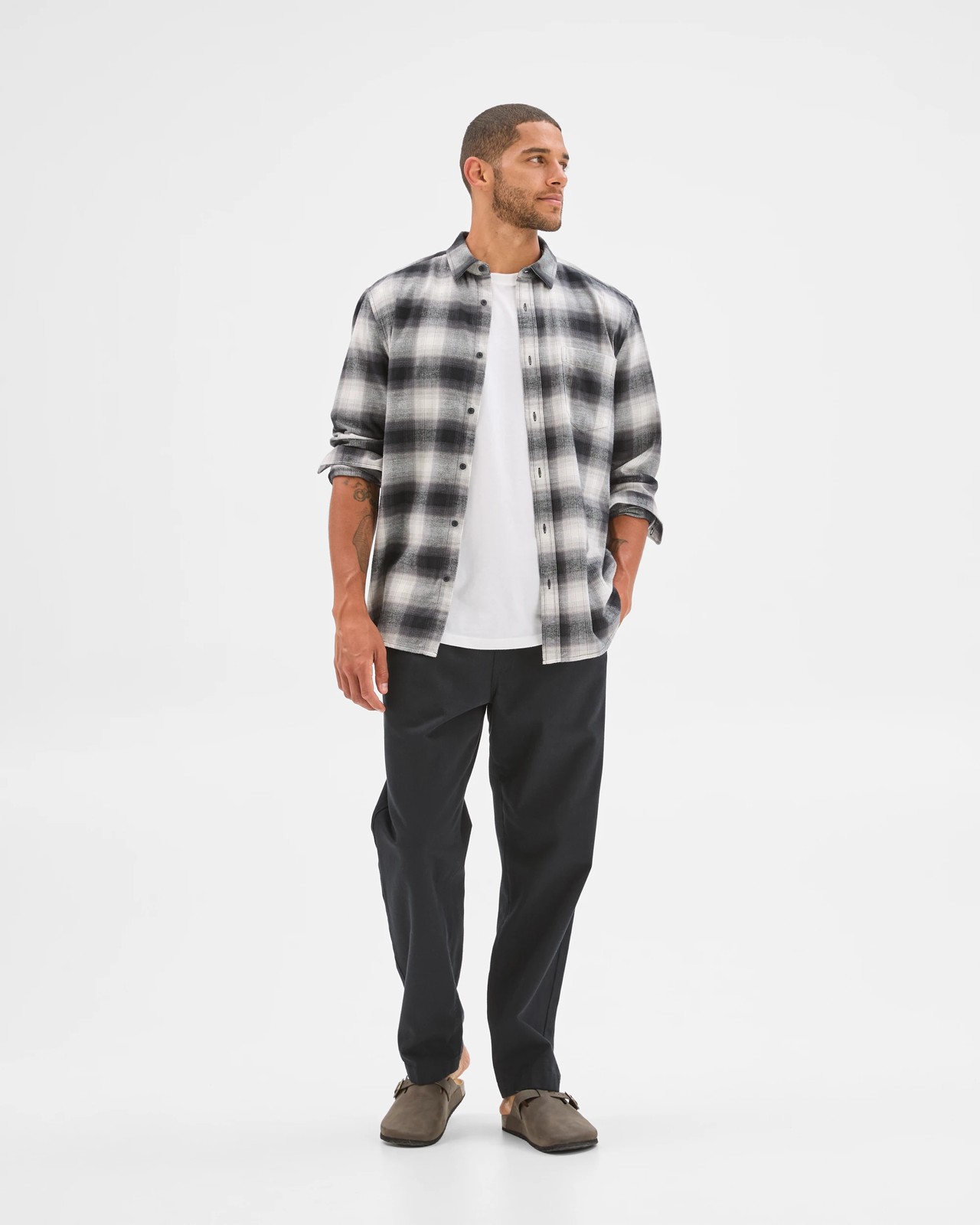 Australian Cotton Long Sleeve Flannelette Shirt  - Black Multi 2 of 5