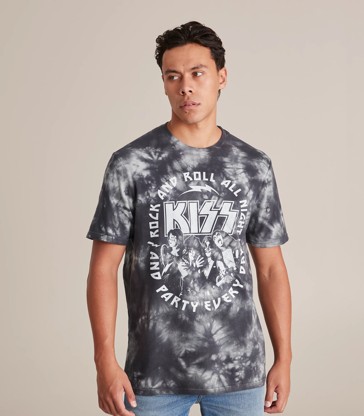 Kiss Rock And Roll All Night Tie-Dye Print T-Shirt