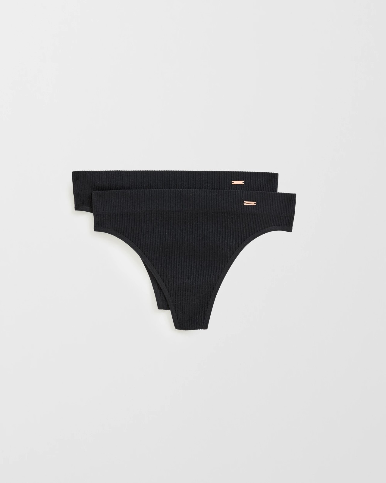 Lily Loves 2 Pack Ribbed Seamfree High Waisted G-String Briefs - Black 2 of 4