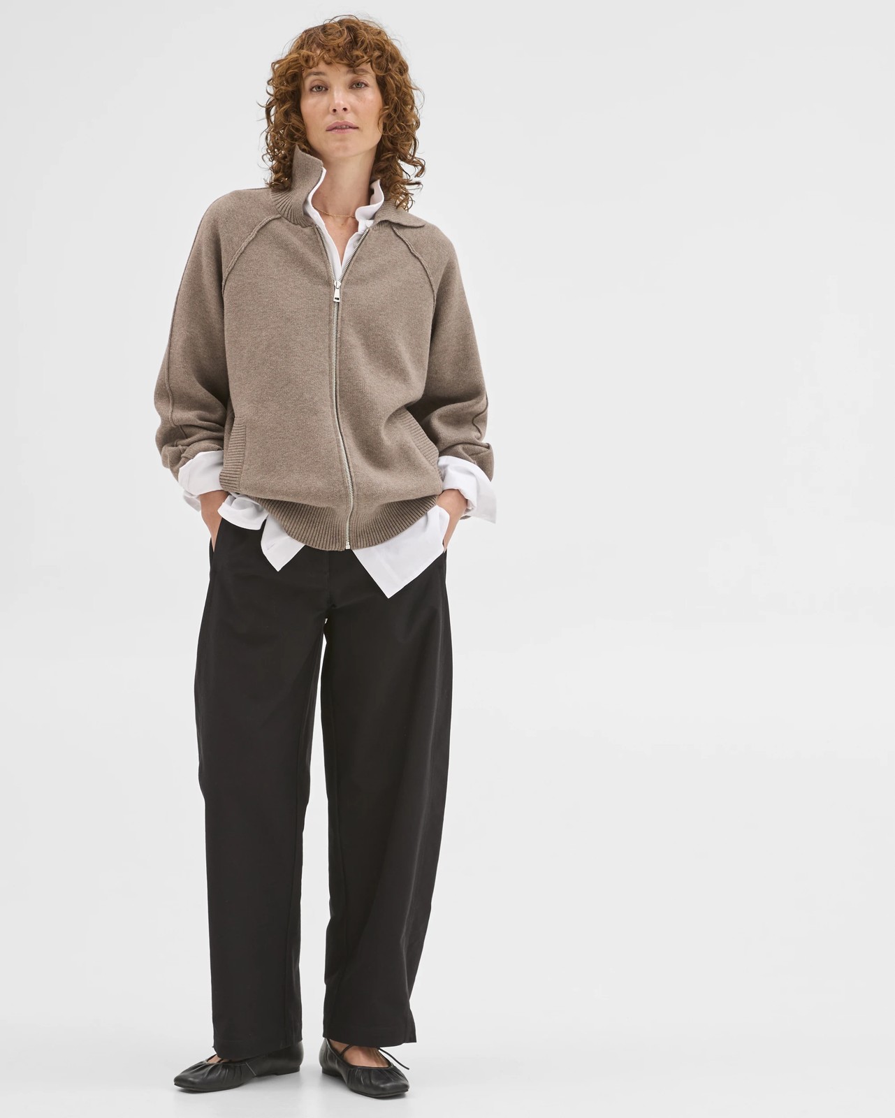 Zip Through Knit Bomber Cardigan 2 of 5