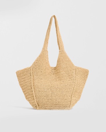 Paper Straw Trapeze Tote Bag