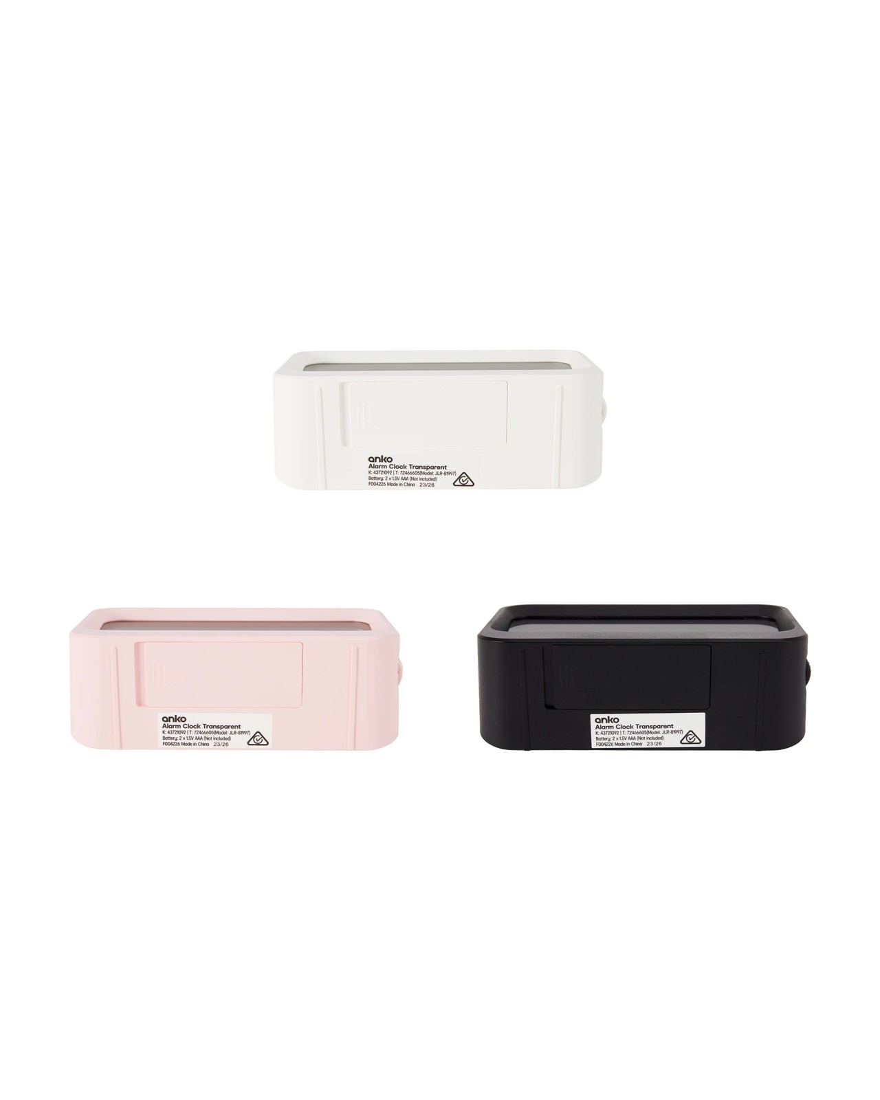 Anko Alarm Clock Transparent - Assorted 3 of 5