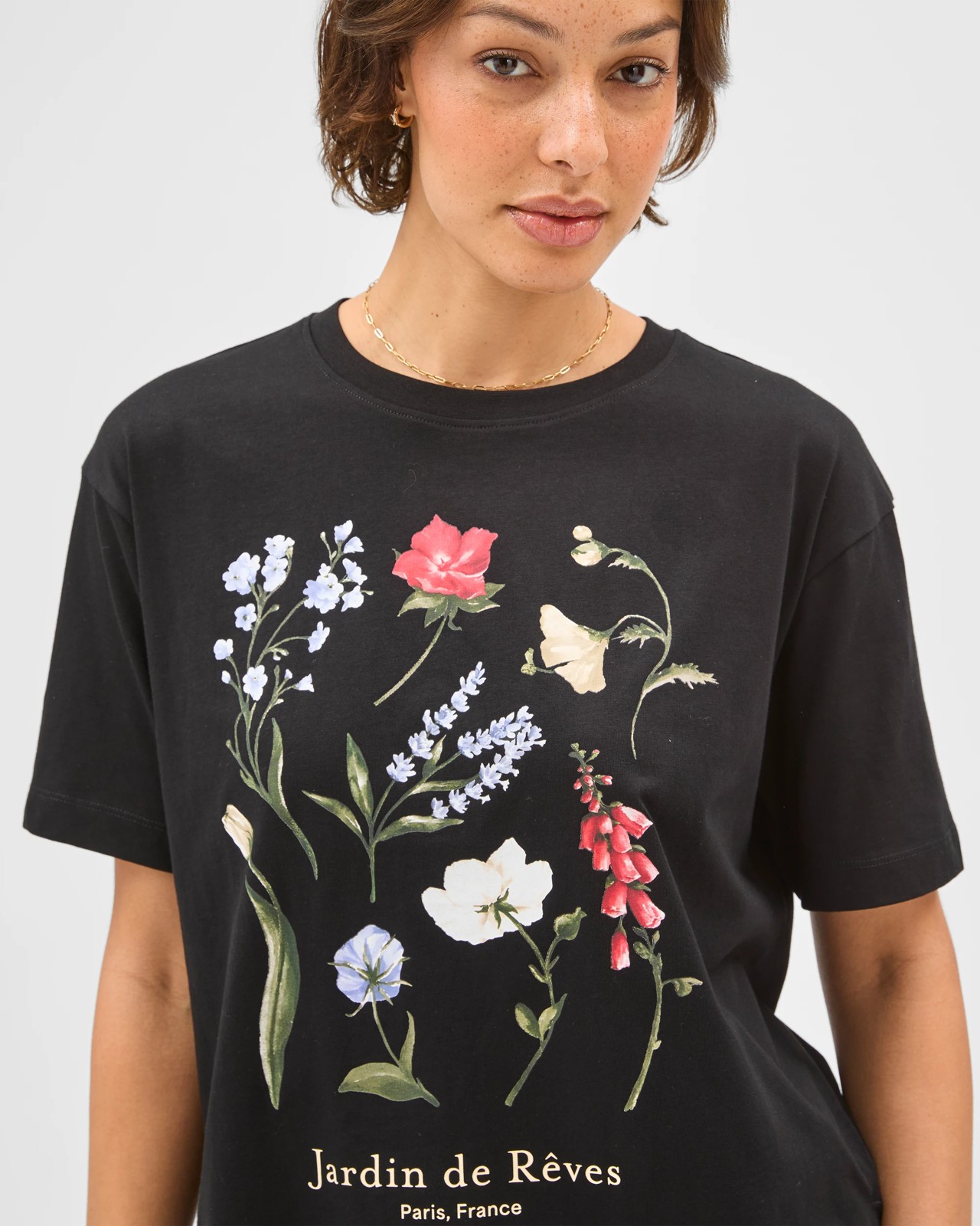 Australian Cotton Boxy Print T-Shirt - Black Floral 5 of 5