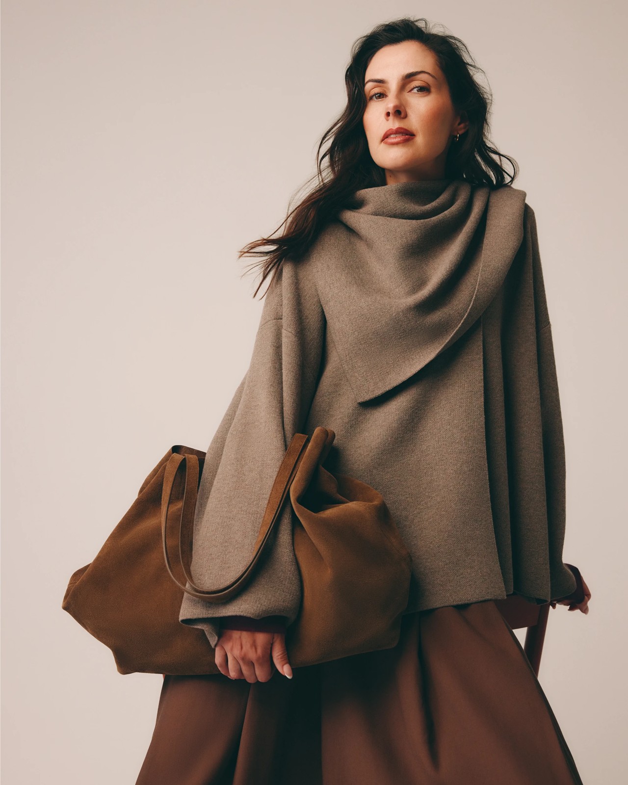 Premium Suede Leather Essential Tote Bag - Hazelnut 3 of 3